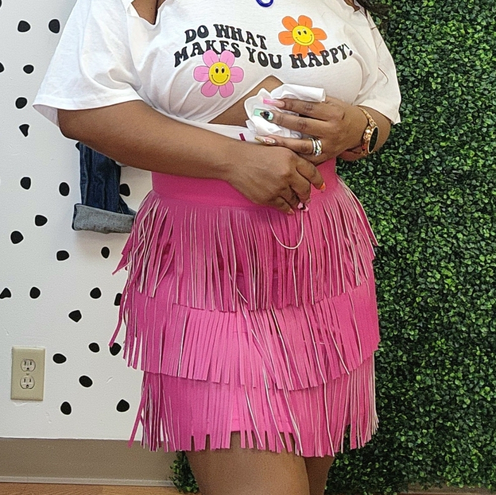 Pink Fringe Skirt